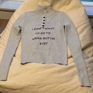 Gray Turtleneck Sweater with Button Detail